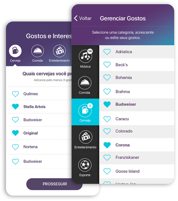 Interface Gostos